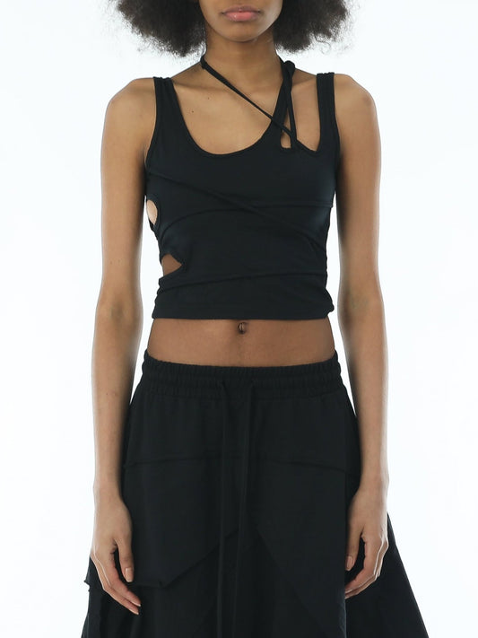 Tie Black tank top